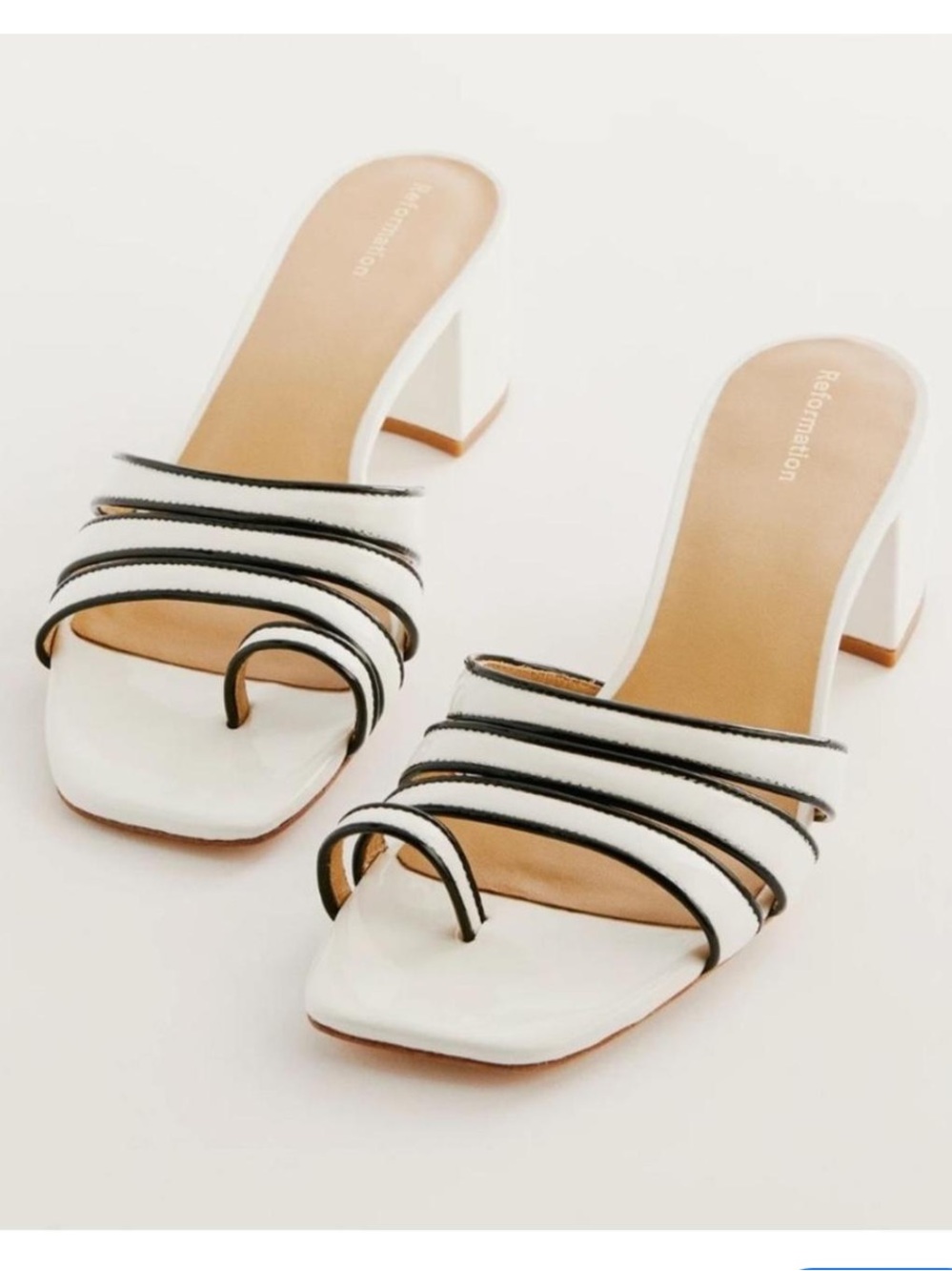 Reformation White Block Heel Sandals Size 9